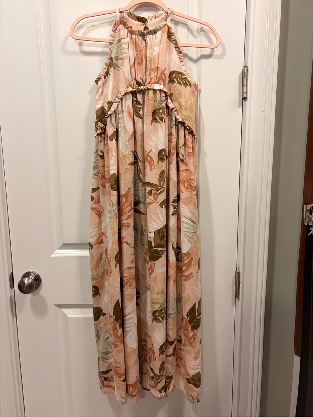 Bonnie Jean Peach Floral Halter Maxi Dress